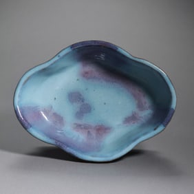 Chinese Northern Song Dynasty Jun kiln sky blue glaze hanging red crabapple plate