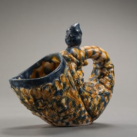 Chinese Tang Dynasty Sancai Hanging Blue Cup