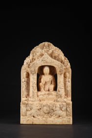 Chinese Tang Dynasty white marble Buddhist niche