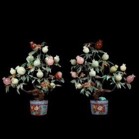 A pair of Chinese Qing Dynasty Duobao bonsai