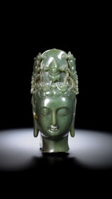 Chinese Tang Dynasty Hetian Jade Guanyin Buddha Head