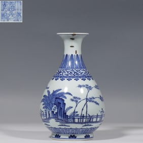Blue and white jade huchun vase, Daoguang period, Qing Dynasty, China