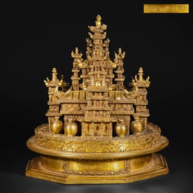 A gilded bronze mandala from the Qianlong period of the Qing Dynasty, China