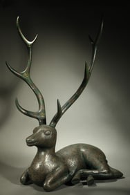 Chinese Warring States Period Gold and Silver Inlaid Deer Zun