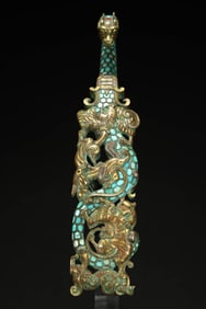 Chinese Warring States Period inlaid gold and silver belt hook