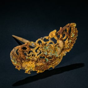 Chinese Han Dynasty copper-gilt gold hairpin