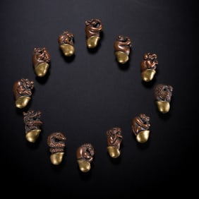 Bronze figurines of the twelve Chinese zodiac animals from the Qianlong period of the Qing Dynasty
