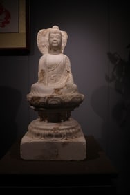 Chinese Tang Dynasty white marble seated Buddha statue