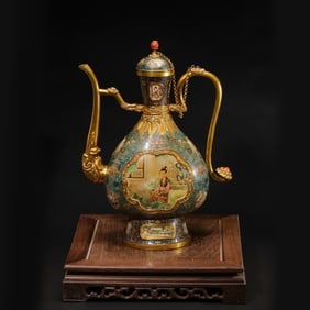 Chinese Qing Dynasty Qianlong period enamel painted window-shaped figure story pattern pot