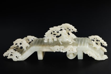 Chinese Qing Dynasty Hetian jade carved bridge