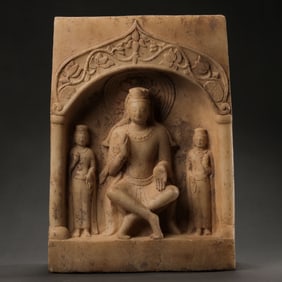 Chinese Tang Dynasty white marble Buddhist niche