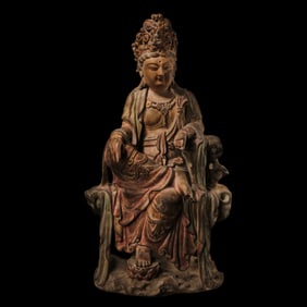 Chinese Song Dynasty painted wooden statue of Guanyin