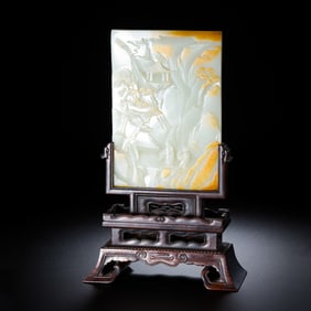 Chinese Qing Dynasty Hetian jade screen