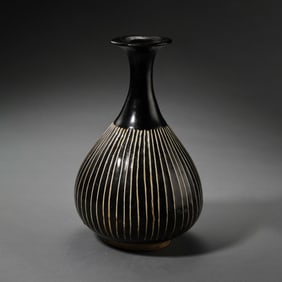 Chinese Northern Song Dynasty Cizhou kiln black glaze line jade huchun vase