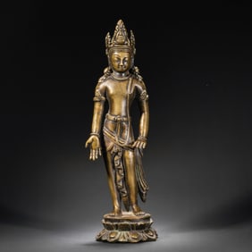 Chinese Ming Dynasty alloy bronze standing Buddha statue