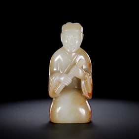 Chinese Han Dynasty Jade Kneeling Figure