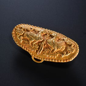 Chinese Liao Dynasty gilded eagle stand