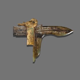 China's Warring States Period Inlaid Gold, Silver and Jade Spear