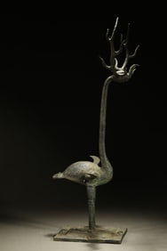 Bronze crane with deer horns from the Shang and Zhou dynasties, China