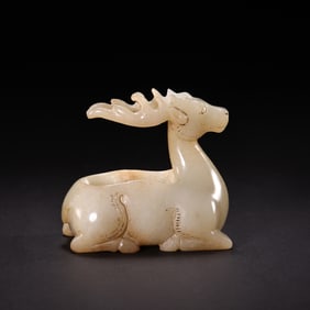 Chinese Han Dynasty Jade Deer Zun