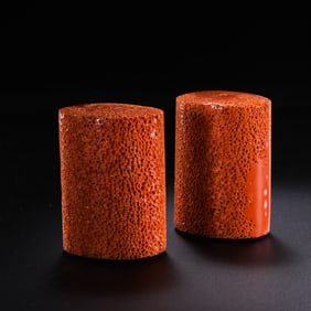 A pair of Chinese Qing Dynasty coral columns
