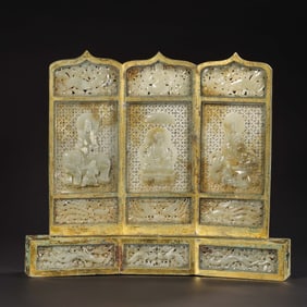 Chinese Liao Dynasty Hetian jade screen