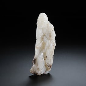 Chinese Qing Dynasty Hetian Jade Arhat Statue