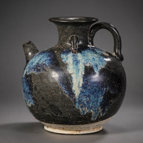 Chinese Tang Dynasty Lushan flower-glazed double-handled pot