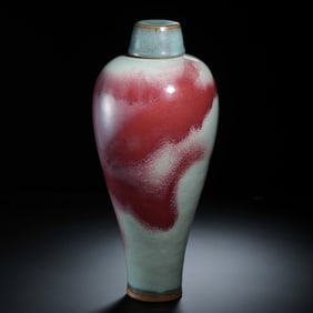 Chinese Northern Song Dynasty Jun kiln sky blue glaze hanging red plum vase