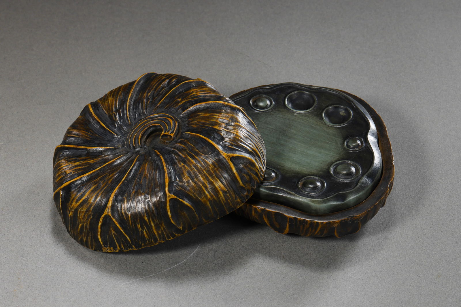 Lotus root-shaped Duan inkstone, Qing Dynasty, China (1 of 7)