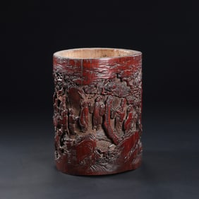 Chinese Qing Dynasty wood carving pen holder