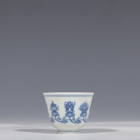 Blue and white cup with eight treasures pattern, Chenghua period, Ming Dynasty, China