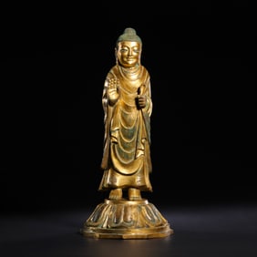 Korean Gilt-Bronze Standing Buddha