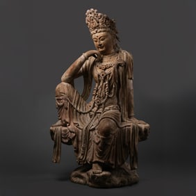 Chinese Song Dynasty painted wooden statue of Avalokitesvara