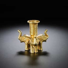 Ancient Persian culture pure gold three elephants statue