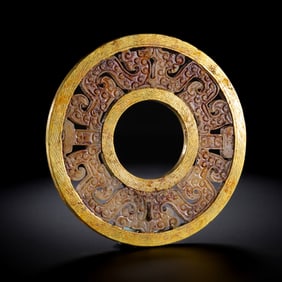 Chinese Han Dynasty Gilded Jade Bi