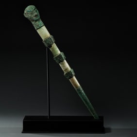 bronze staff inlaid with turquoise and jade from the Warring States Period of China