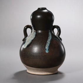 Chinese Tang Dynasty Lushan flower-glazed double-handled gourd vase