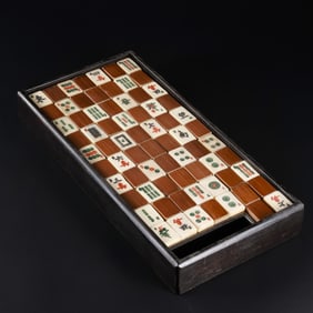 A set of Chinese Qing Dynasty bone mahjong tiles