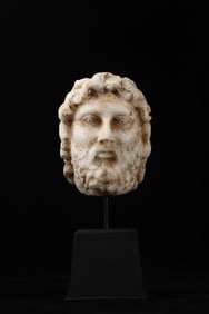 White marble head of Dionysus from the ancient Roman period