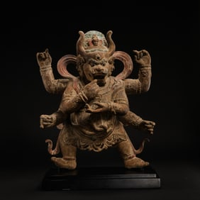 Chinese Song Dynasty wooden painted standing Buddha statue