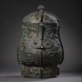 Bronze Jar with Animal Face Design from the Shang and Zhou Dynasties