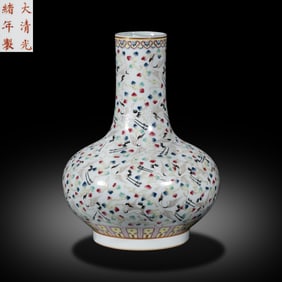 Chinese Qing Dynasty Guangxu period famille rose long-necked vase