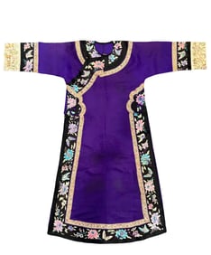 Purple jacquard cloak with longevity and fortune patterns from the Qing Dynasty, China