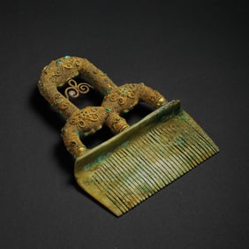 Chinese Tang Dynasty pure gold pearl comb