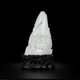 Chinese Qing Dynasty Hetian white jade mountain-shaped ornaments