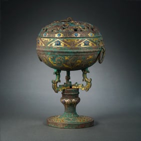 Chinese Warring States Period inlaid gold and silver incense burner