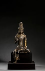 Gilt-bronze seated Buddha statue from the Dali Kingdom of China, 10th century