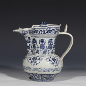 Blue and white monk's hat pot from the Xuande period of the Ming Dynasty, China