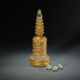 Crystal-gilded stupa from the Liao Dynasty, China